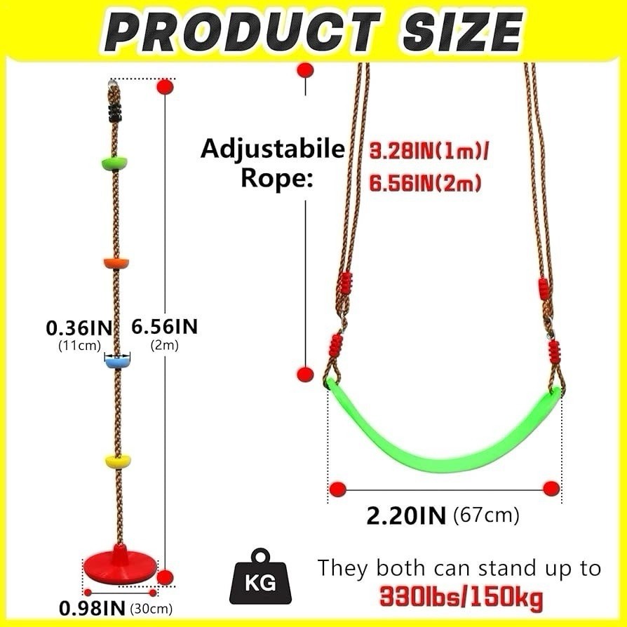 Tree swing climbing rope red disc swing seat (Not With Tree straps)