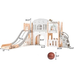 8 In 1 Toddler Slide & Climber Set Pink-Gray Indoor Outdoor Playground for Kids