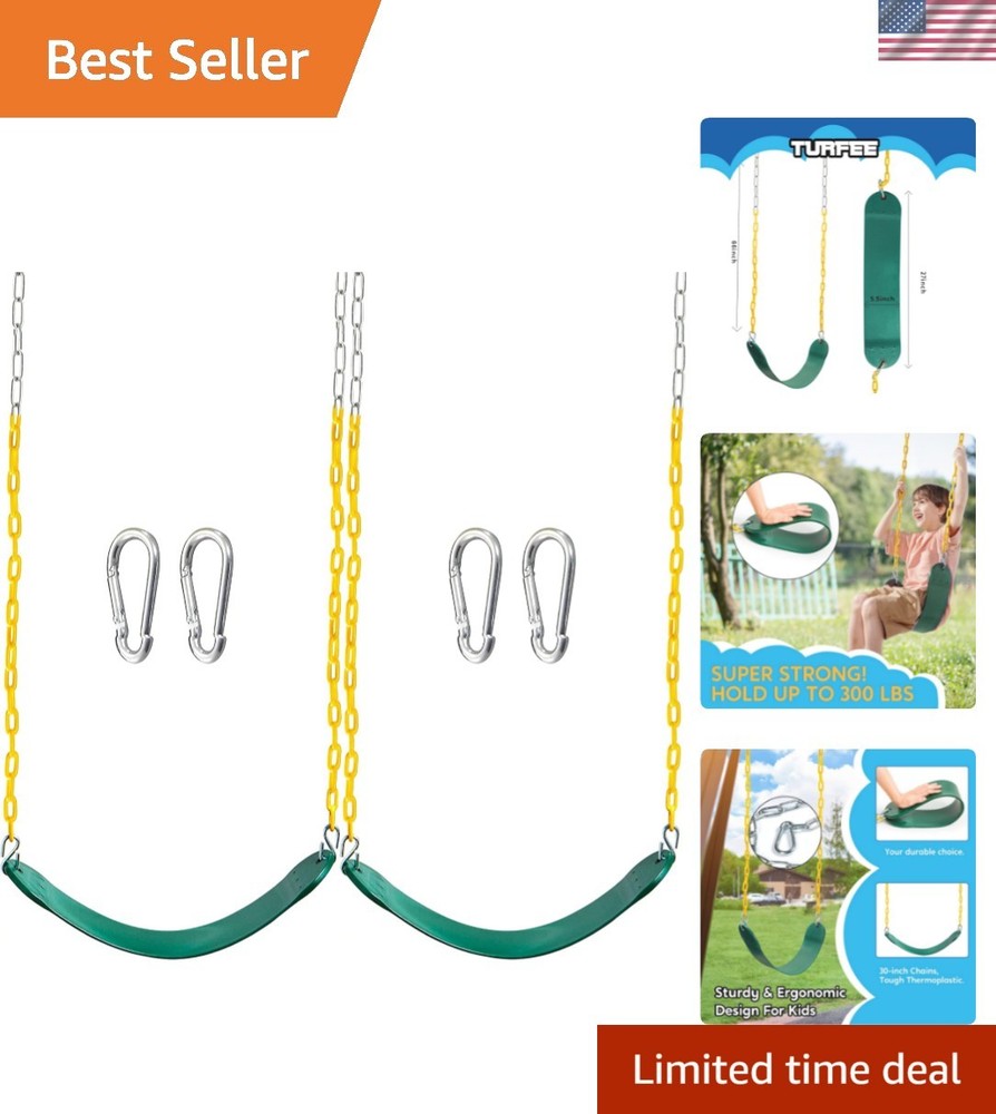 2 Pack Green Swing Seats Heavy Duty with 66″ Chain, Swing Set Accessories Rep…