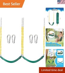 2 Pack Green Swing Seats Heavy Duty with 66″ Chain, Swing Set Accessories Rep…