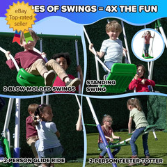 Park Ridge Metal Swing Set for Ages 3-8, 2 Swings, Standing Swing, Roman Glider,