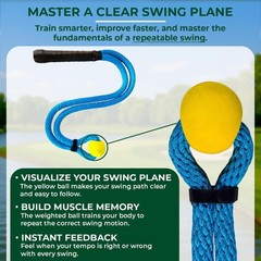 Golf Rope Swing Trainer – Weighted Rope with Ball, Improve Swing Speed, Tempo…