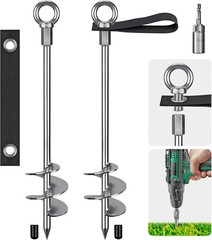 Heavy Duty Ground Anchors W/ Straps 18” Screw in Earth Anchor Kit 4 Pack 12mm