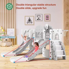 Toddler 2 Slides & Swing Set Kids Playset Playground Indoor Outdoor