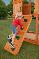 Timber Valley Wooden Playset: Slide, Swing, Climbing Wall & Sandbox Fun!