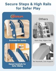Toddler Slide Set, 13 in 1 Kids Indoor Slide for Toddler 1-3, Blue&yellow