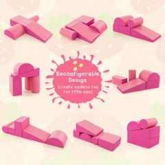 5-Piece Kids Climb Crawl Activity Playset Pink Indoor Foam Blocks Soft Play Fun