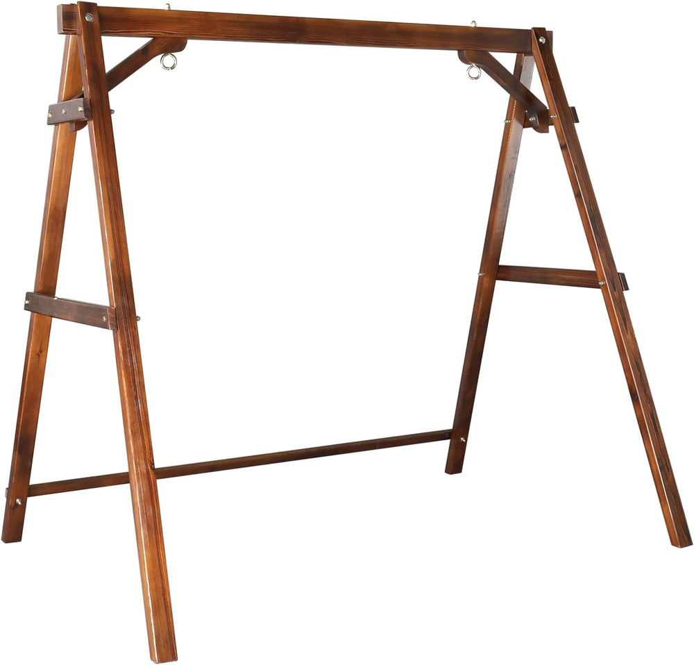 Heavy Duty 660 LBS Wooden Swing Frame with Extra Bottom Connection Board, Upgrad