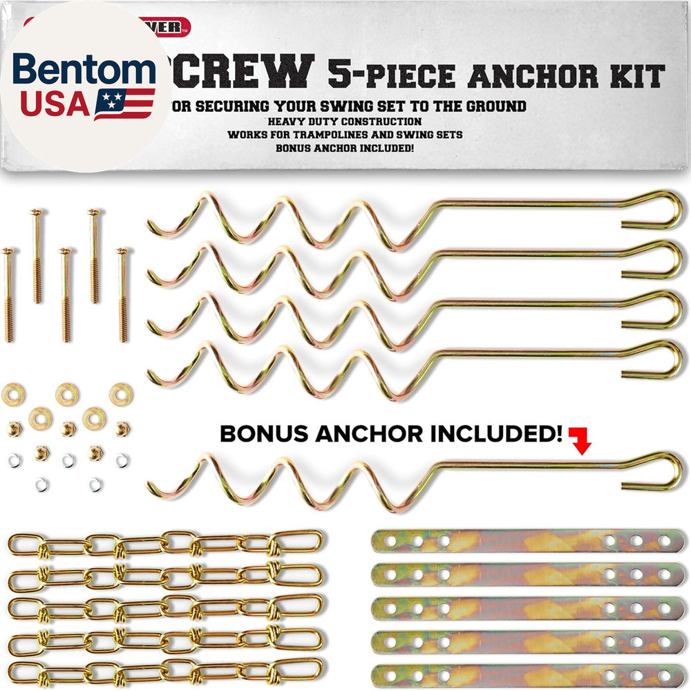 MSC-5672 Deluxe Corkscrew 5-Piece Metal Ground Anchor Hardware Kit for Swing Set