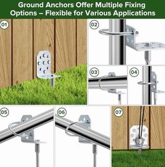 Swing Set Anchors 20″ – Heavy Duty Ground Anchors Screw in with L-Brackets & Dri