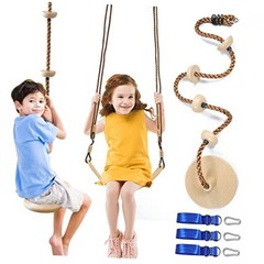 Tree Swing Climbing Rope 2 Pack Multicolor with Platforms Red Disc Swings Khaki