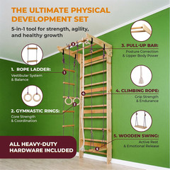 Swedish Ladder Wall Set – Kids Gymnastics Stall Bars for Home Fitness