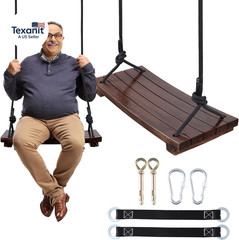 Wood Swing Seat, Carbonized Hanging Wood Tree Swing 19.7 X9.8 X1.0 Inch for Adul