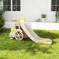 Toddler Slide Playset, Activity Center with Basketball Hoop, Yellow