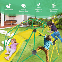 Climbing Dome with Slide, Kids Outdoor Jungle Gym Geometric Dome Climber, Steel