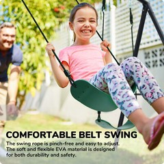 500lb Metal Swing Set Heavy-Duty Swing Stand Kids Adults Backyard with 3 Swings