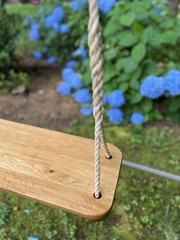 Oak Wood Tree Swing with 10 feet of rope each side. All Age Oak Wood Tree Swing