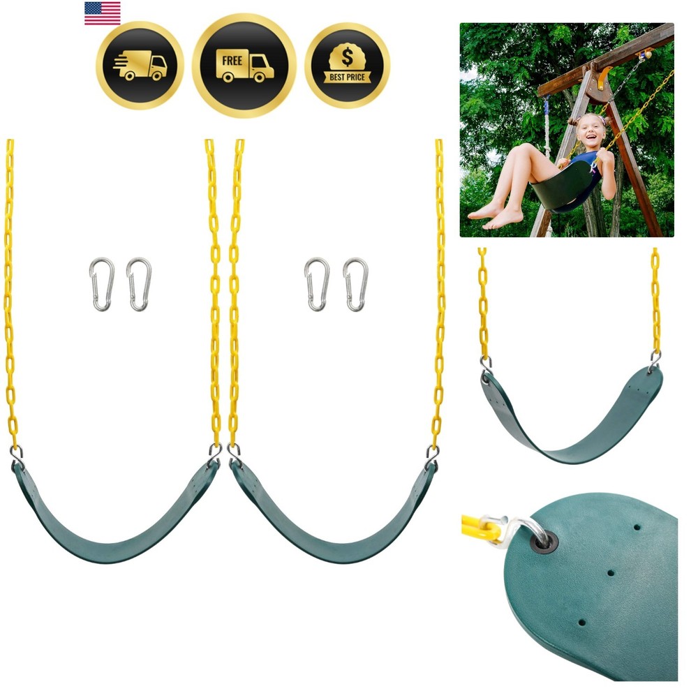 2PCS Swings Seats Heavy Duty with 66″ Chain, Playground Swing Set Accessories…