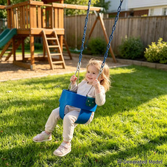 Toddler Swing, Full Bucket Baby Swing Seat & Iron Chains (Blue) | Baby Swing Out