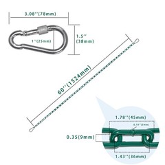 2 Swing Chains Heavy Duty (63″) Fully Plastic Coated with 4 Free Quick Links …