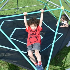 13ft Kids Climbing Dome, Metal Geometric Climber w/ Hammock, UV & Rust Resistant