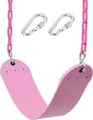 Easy Install Pink Swing Seat with Plastic-Coated Chains – 250 lbs Weight Limit
