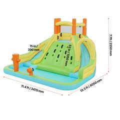 Double Slide Inflatable Bounce House with Climbing Wall & Splash Pool