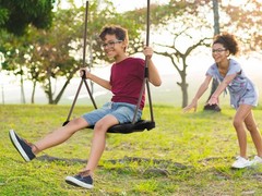 ROPECUBE Black Heavy-Duty Ergonomic Rope Tree Swing – Adults & Kids Adjustable