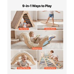 Uimoso 9-in-1 Toddler Climbing Set with Wooden Cars – Blue
