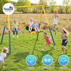 440Lbs Capacity Swing Sets for Backyard, 40 Inch Saucer Swing, A-Frame Metal, Be