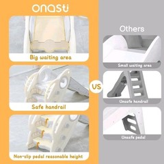 Onasti Kids Slide Toddler Indoor Outdoor Climber Basketball Hoop Grey For 1-3