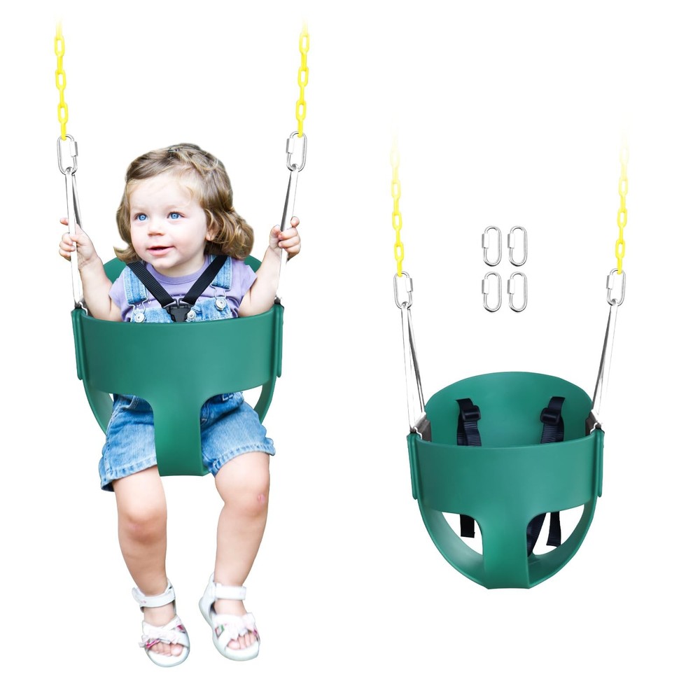 High Back Full Bucket Toddler Swing Seat with 3- Point Adjustable Safety Harn…