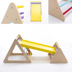 Set of 3 Wooden Climbing Ladder Triangle Climber Toy w/ Ramp Slide Toddler Kids