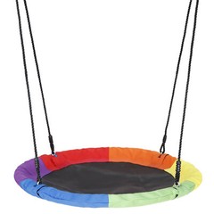 40″ Rainbow Tree Swing Waterproof Saucer Tree Swing Set Adjustable Rope Colorful