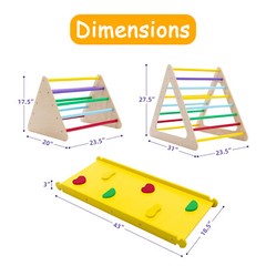 Set of 3 Wooden Climbing Ladder Triangle Climber Toy w/ Ramp Slide Toddler Kids