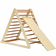 Foldable Wooden Climbing Triangle Indoor Home Climber w/ Ladder for Toddler Baby