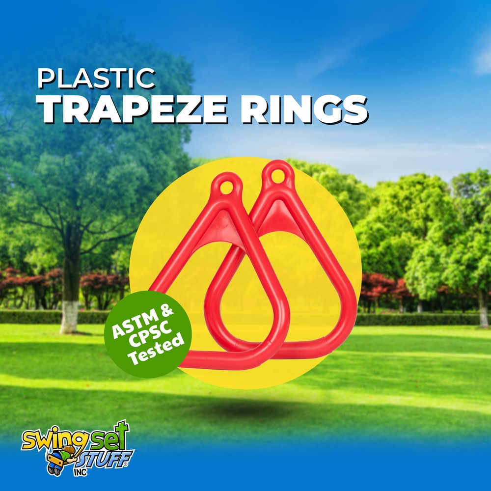 SWING SET STUFF PLASTIC TRAPEZE RINGS RED (PAIR) playground accessory wood 0005