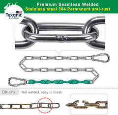 2 Pcs 85″ Heavy Duty Swing Chains, 1000LB Capacity Stainless Steel Hanging Chain