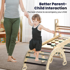 Pikler Triangle Set, 7-In-1 Foldable Wooden Toddler Climbing Toys Indoor Playgro