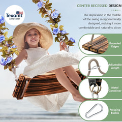 2026 Upgraded Wooden Swing Seat, 18″X 8″, Hanging Tree Swing for Adults & Kids,
