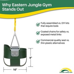 Heavy-Duty High Back Toddler Swing Seat with Coated Chains – Fully Assembled Gre