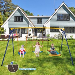 3-in-1 Kids Swing Set 660 LBS Carbon Steel Swing Frame w/Belt Swing for Toddlers