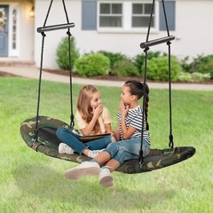 Saucer Tree Swing Surf Kids Outdoor Adjustable Oval Platform Swing Set w/ Handle