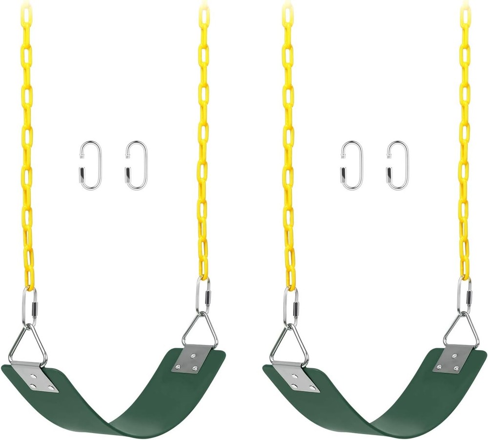 Swing Sets Seat W/ 66 Inch Anti-Rust Chains Thermoplastic Coated Support 250lb