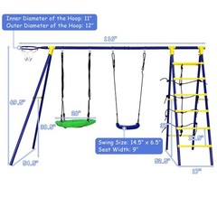 Gymax 5-In-1 Kids Swing Set for Outdoor W/ Heavy Duty Frame Basketball