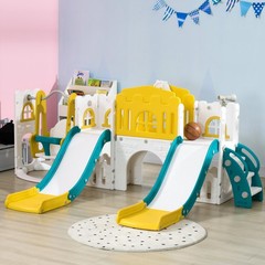 8 in 1 Toddler Slide and Swing Set with Dual Slides for Age 1-3