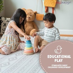 Play Platoon Wooden Rainbow Stacking Toy Ring Stacker, Interactive Learning Toys