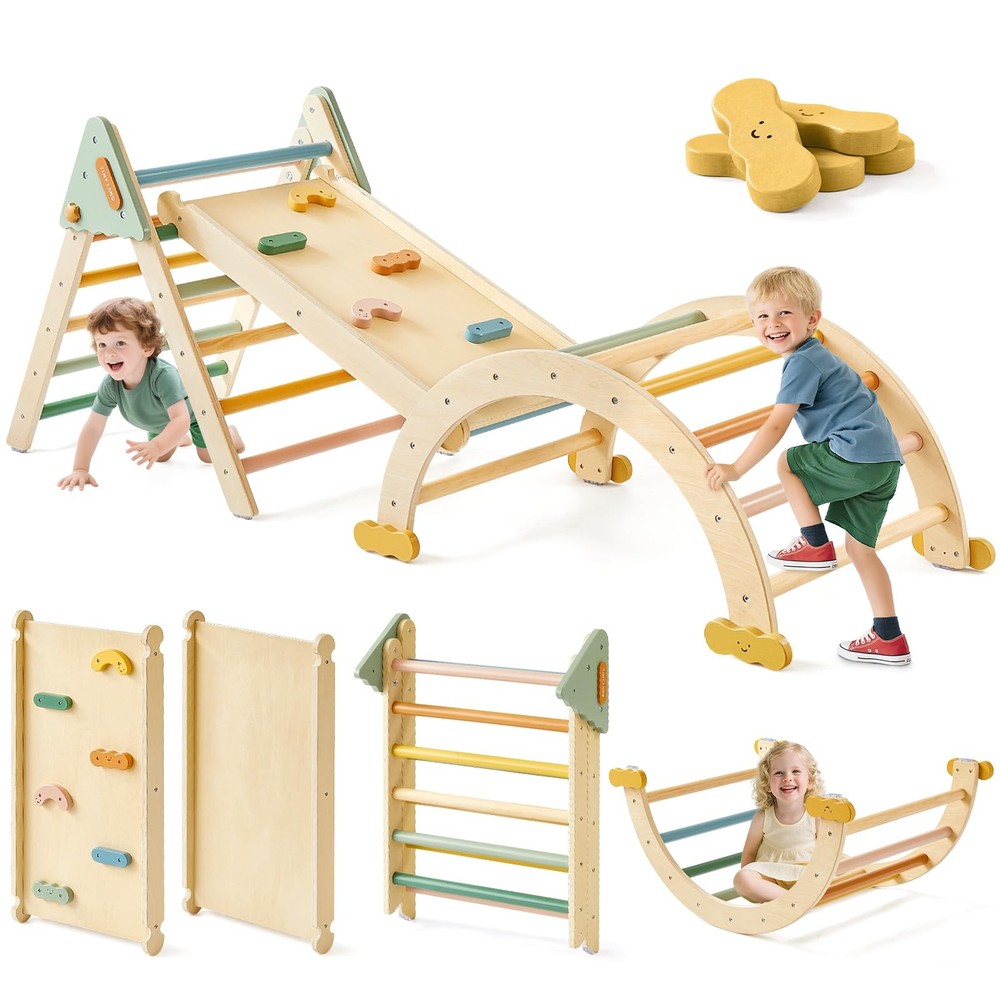 Tiny Land Pikler Triangle Set 7 in 1 Foldable Montessori