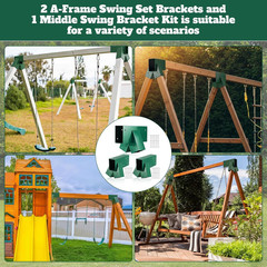 3 Pcs Heavy Duty Swing Set Bracket Kit – 3 A-Frame Hardware for DIY Outdoor Play
