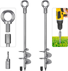 18″ Heavy-Duty Ground Anchors Screw In, 3″ Wide Spiral Earth Anchors for Swing S